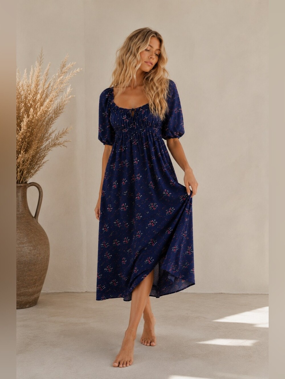 Chenault Summer Fields Floral Midi Dress - Small
